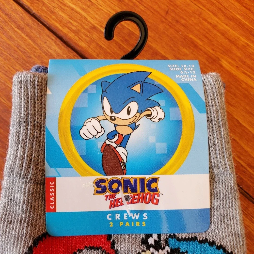 Sonic The Hedgehog Socks Crew Men's‎ Sz 10-13 Shoe Sz 6.5-12 Set of 2